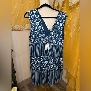 Goa by Japna Blue and White Sleeveless Dress